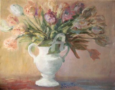 Tulips in a White Urn