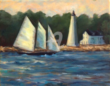 schooner and lighthouse